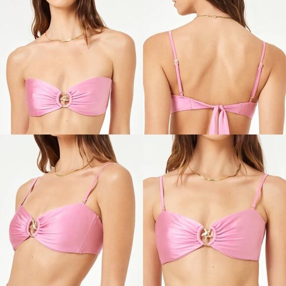 Anthropologie X L*Space  Swim Top Jasper Strapless Top Shiny Pink - Picture 14 of 14